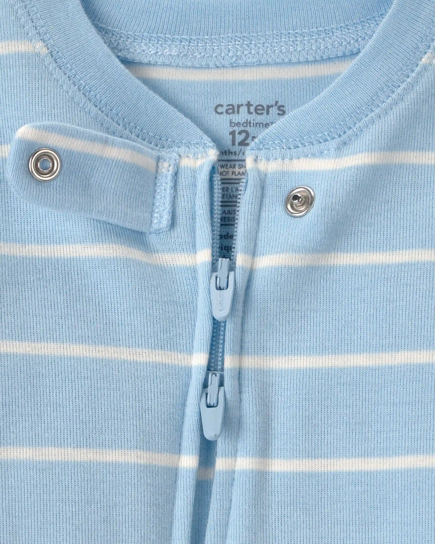 Baby Alligator Striped 100% Cotton Snug Fit 1-Piece Pajama - Blue