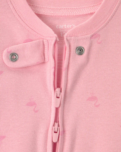 Baby Girl Flamingo 100% Cotton Snug Fit 1-Piece Pajama - Pink