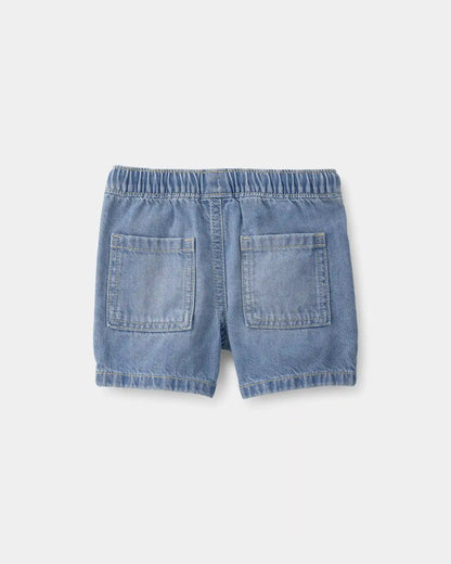 Baby Boy Denim Drawstring Shorts - Light Wash