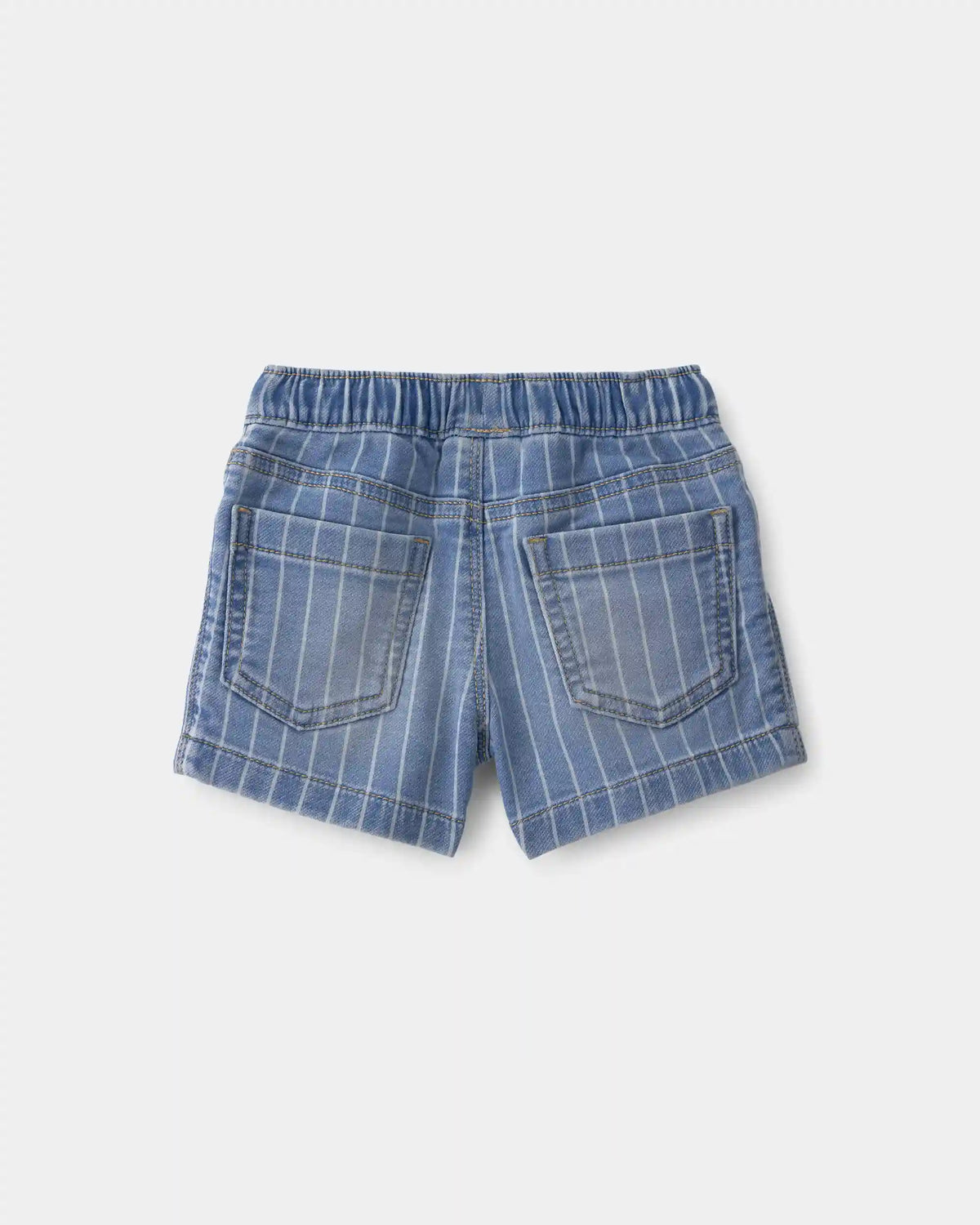 Baby Boy Striped Denim Drawstring Shorts - Medium Blue