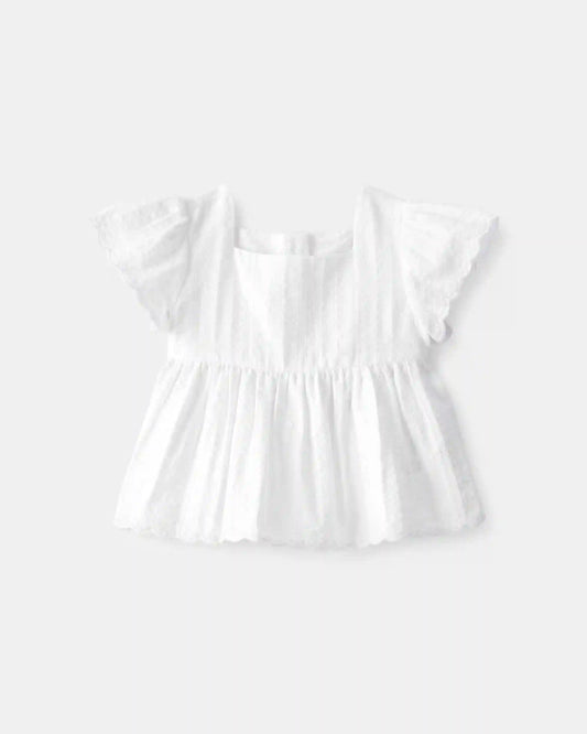 Baby Girl Short-Sleeve Ruffle Top - White