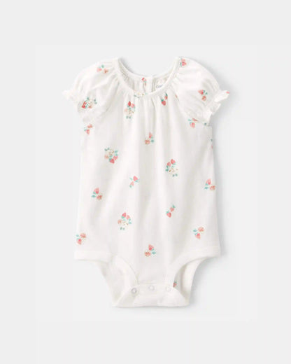 Baby Girl Strawberry Bodysuit - White