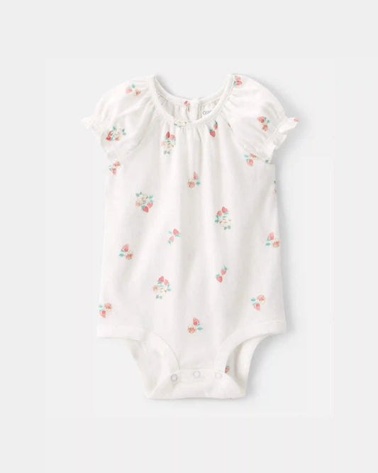 Baby Girl Strawberry Bodysuit - White