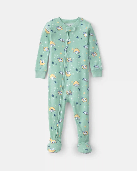 Baby Peanuts Snoopy 100% Cotton Snug Fit 1-Piece Pajama - Green