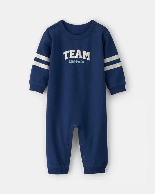 Baby Team Captain' French Terry Jumpsuit - Navy Blue
