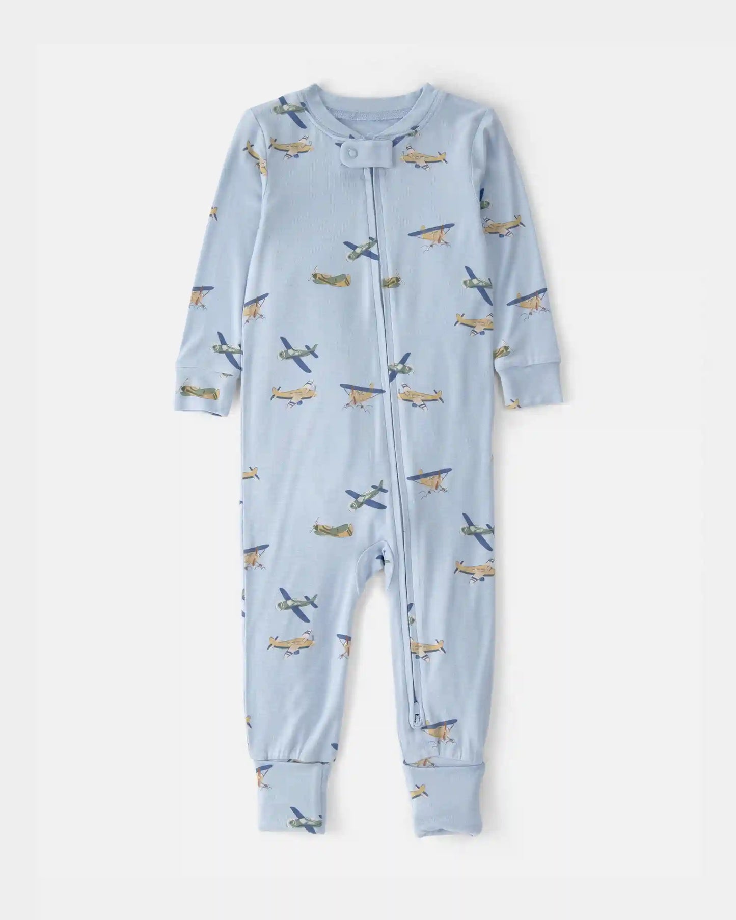Baby Boy Plane PurelySoft 2-Way Zip 1-Piece Pajama - Blue