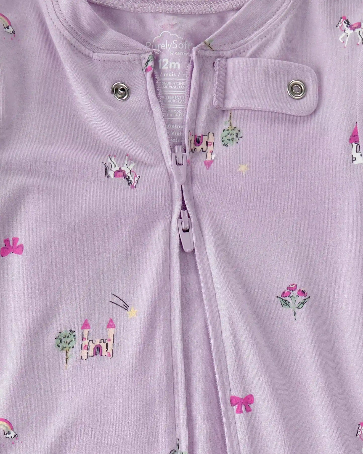 Baby Girl Fairytale PurelySoft 2-Way Zip 1-Piece Pajama - Purple