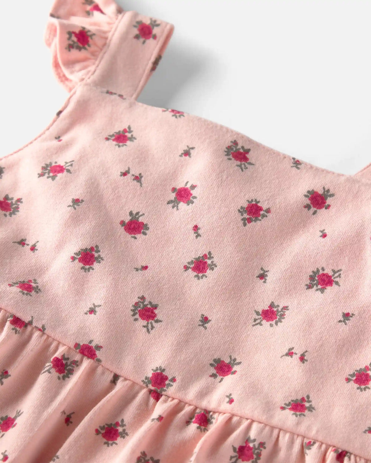 Baby Girl Organic Cotton Tiered Dress in Blush Floral Print