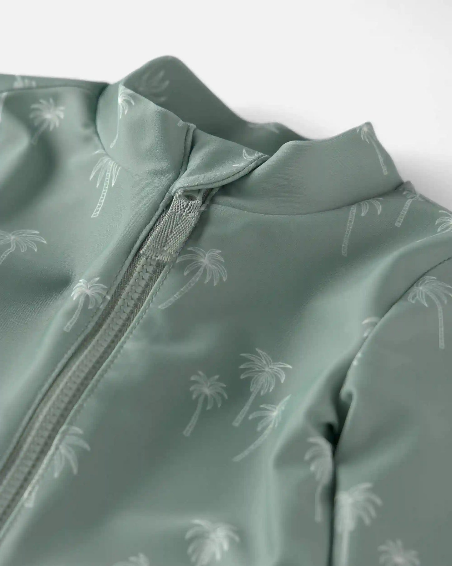 Baby Boy Recycled Long-Sleeve Rashguard Swimsuit in Palm Tree