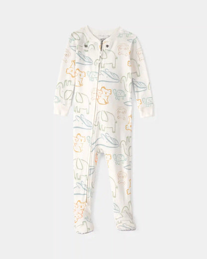 Baby Elephant 100% Cotton Snug Fit 1-Piece Pajama - Ivory