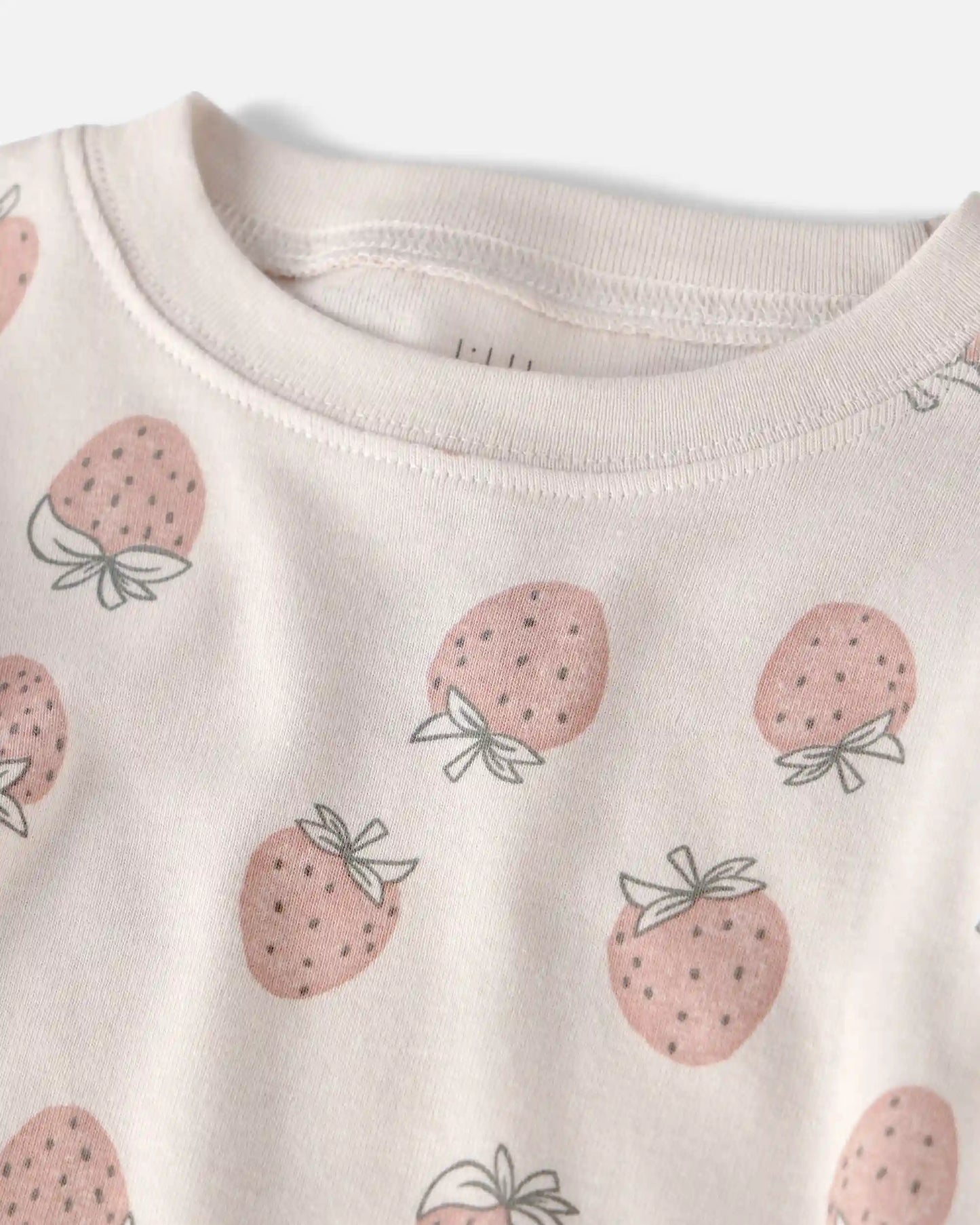 Baby Girl 2-Piece Organic Cotton Ribbed Pajama Set in Strawberry Print