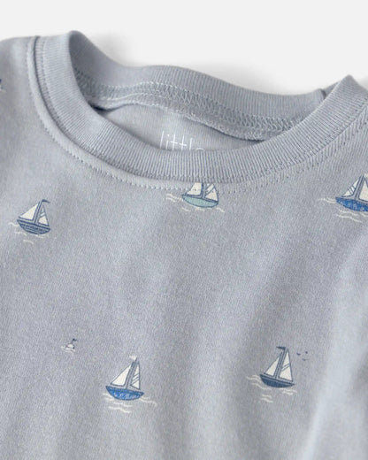 Baby 2-Piece Organic Cotton Ribbed Pajama Set in Sail Away Print