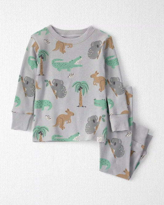 Baby 2-Piece Organic Cotton Ribbed Pajama Set in Aussie Friends Print