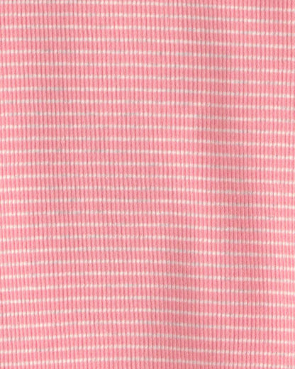 Baby Girl 2-Piece Organic Cotton Ribbed Pajama Set in Stripes