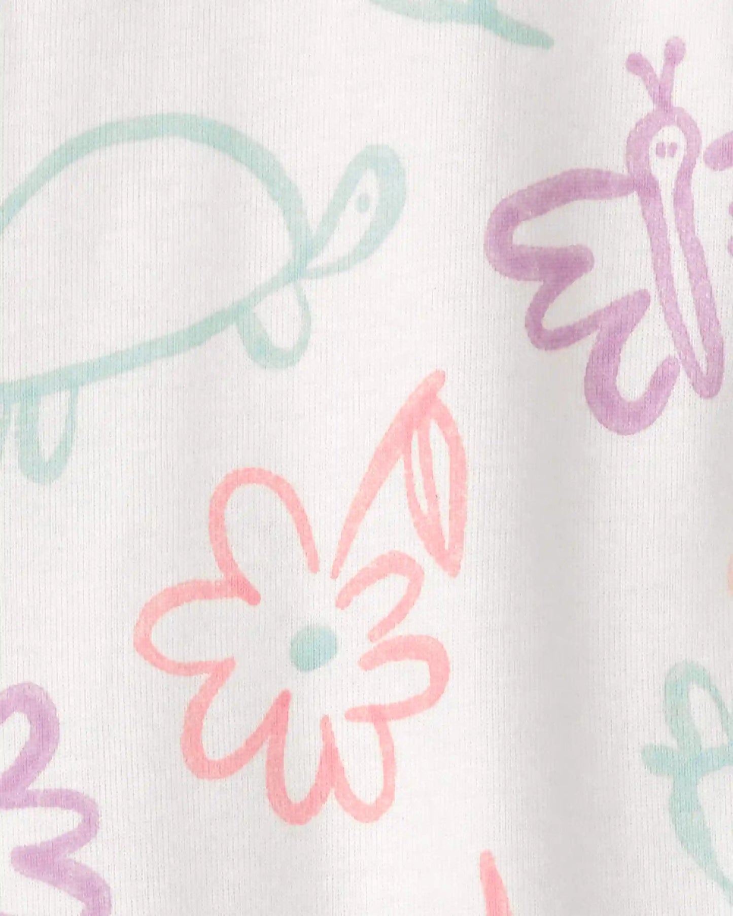 Baby Girl Floral 100% Cotton Snug Fit 1-Piece Pajama - White