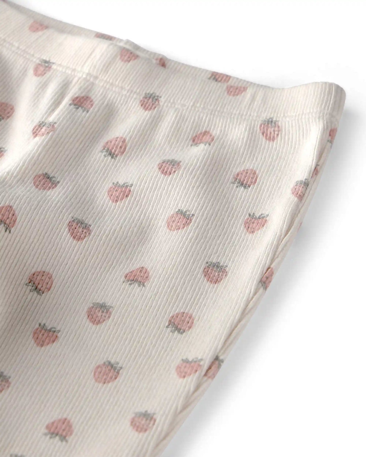 Baby Girl Organic Cotton Rib Footed Pants in Strawberry Print