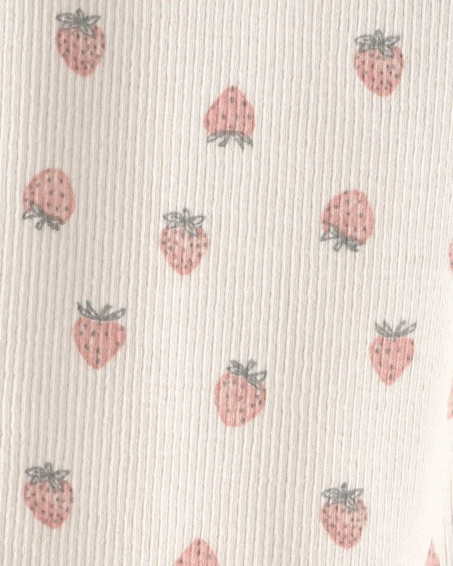 Baby Girl Organic Cotton Rib Footed Pants in Strawberry Print