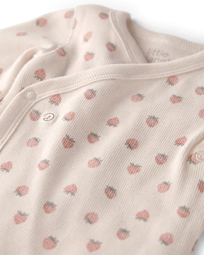 Baby Girl Organic Cotton Wrap Bodysuit in Strawberry Print