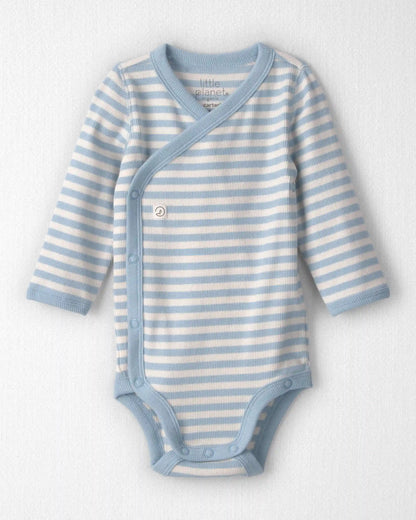 Baby Organic Cotton Wrap Bodysuit in Stripes