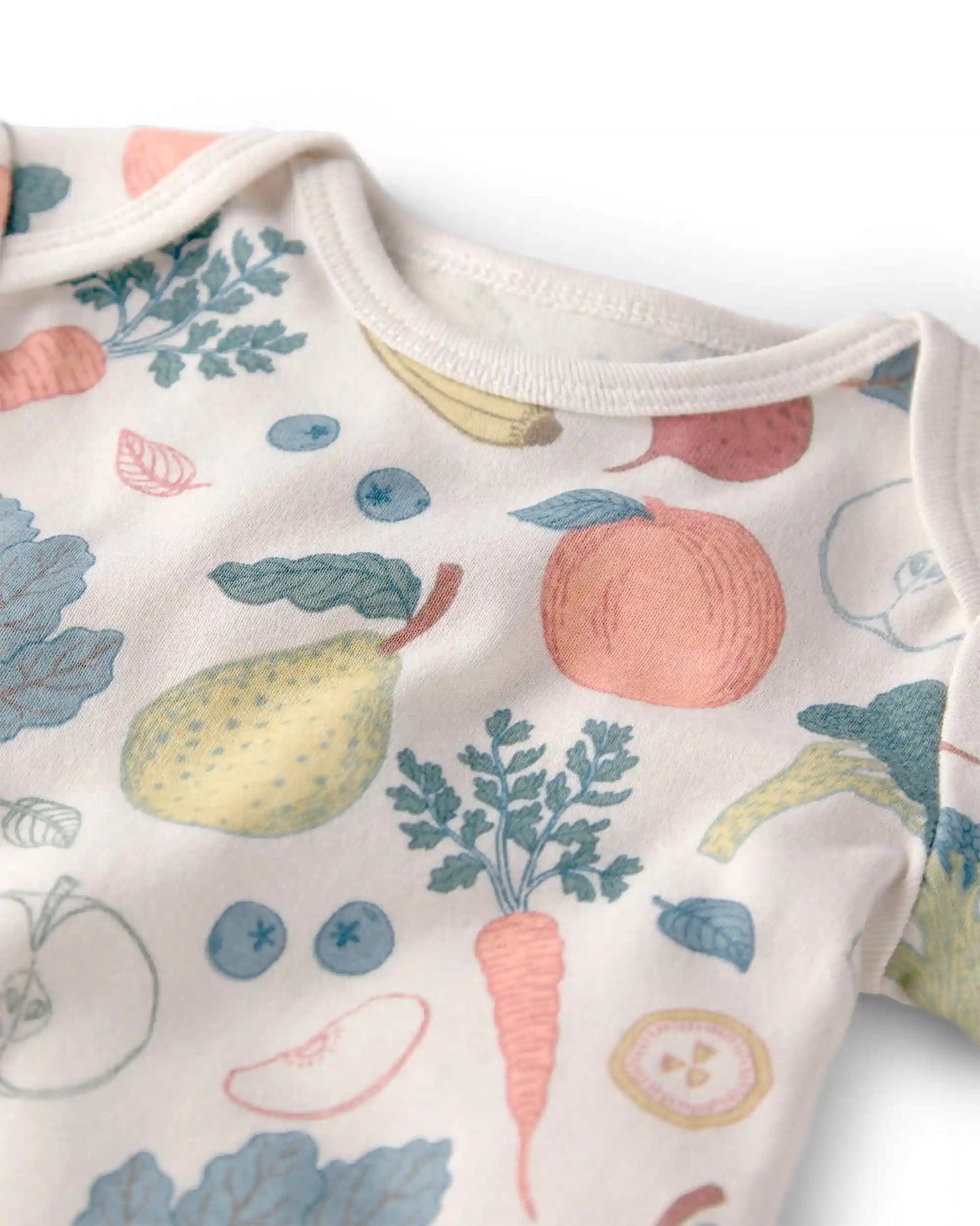 Baby 3-Pack Organic Cotton Bodysuits in Veggie Fruit Print
