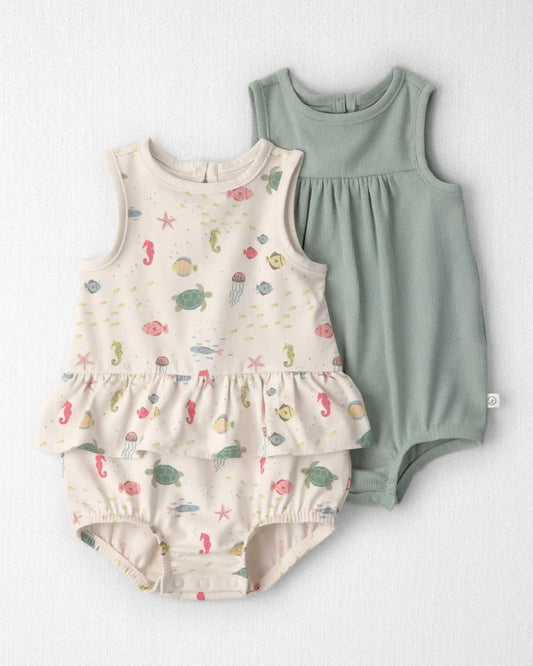 Baby Girl 2-Pack Organic Cotton Bubble in Under the Sea