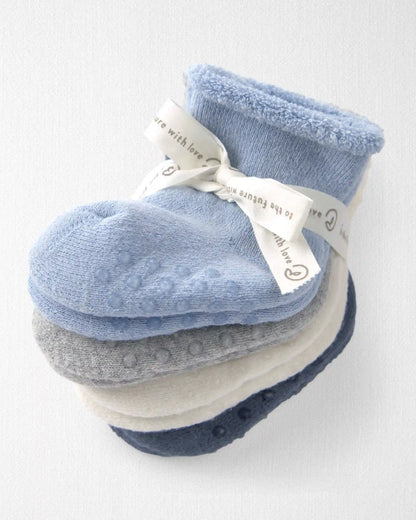 Baby Boy 4-Pack Slip Resistant Socks Made with Organic Cotton