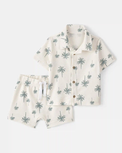 Baby Boy 3-Piece Palm Tree Outfit Set - White/Green
