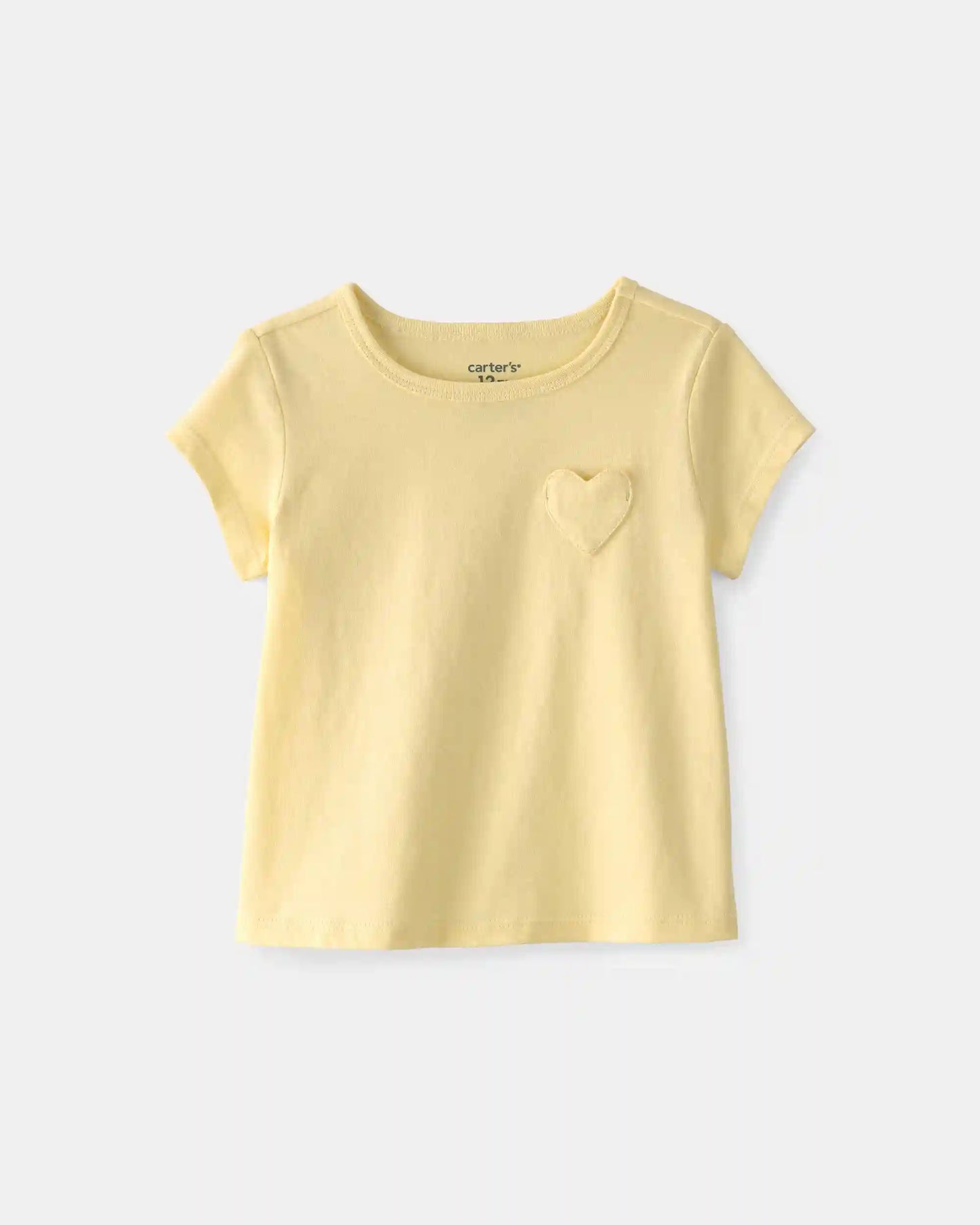 Baby Girl Heart Pocket Top - Yellow