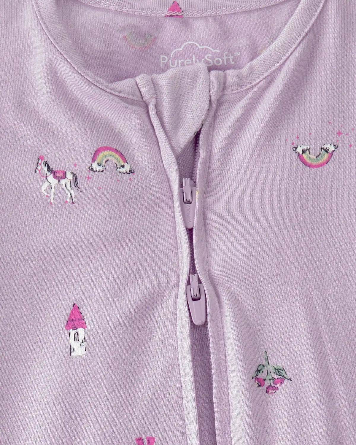 Baby Girl Fairytale 2-Way Zip PurelySoft Footie Sleep & Play Pajama - Purple