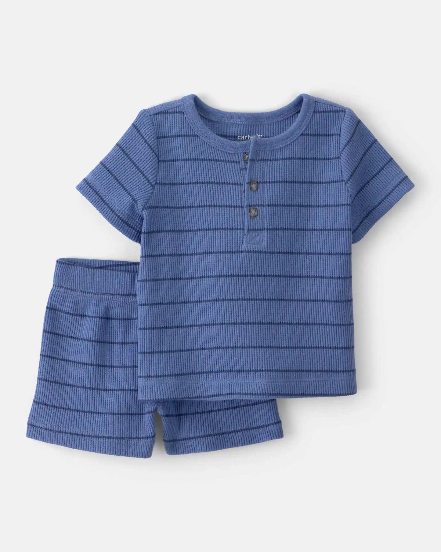 Baby Boy 3-Piece Shark Striped Outfit Set - Blue/White