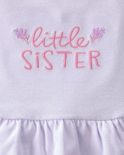 Baby Girl 2-Piece 'Little Sister' Bodysuit & Pant Set - Purple