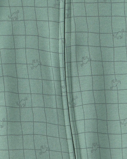 Baby Boy Dinosaur 100% Cotton 2-Way Zip Sleep & Play Pajamas - Green