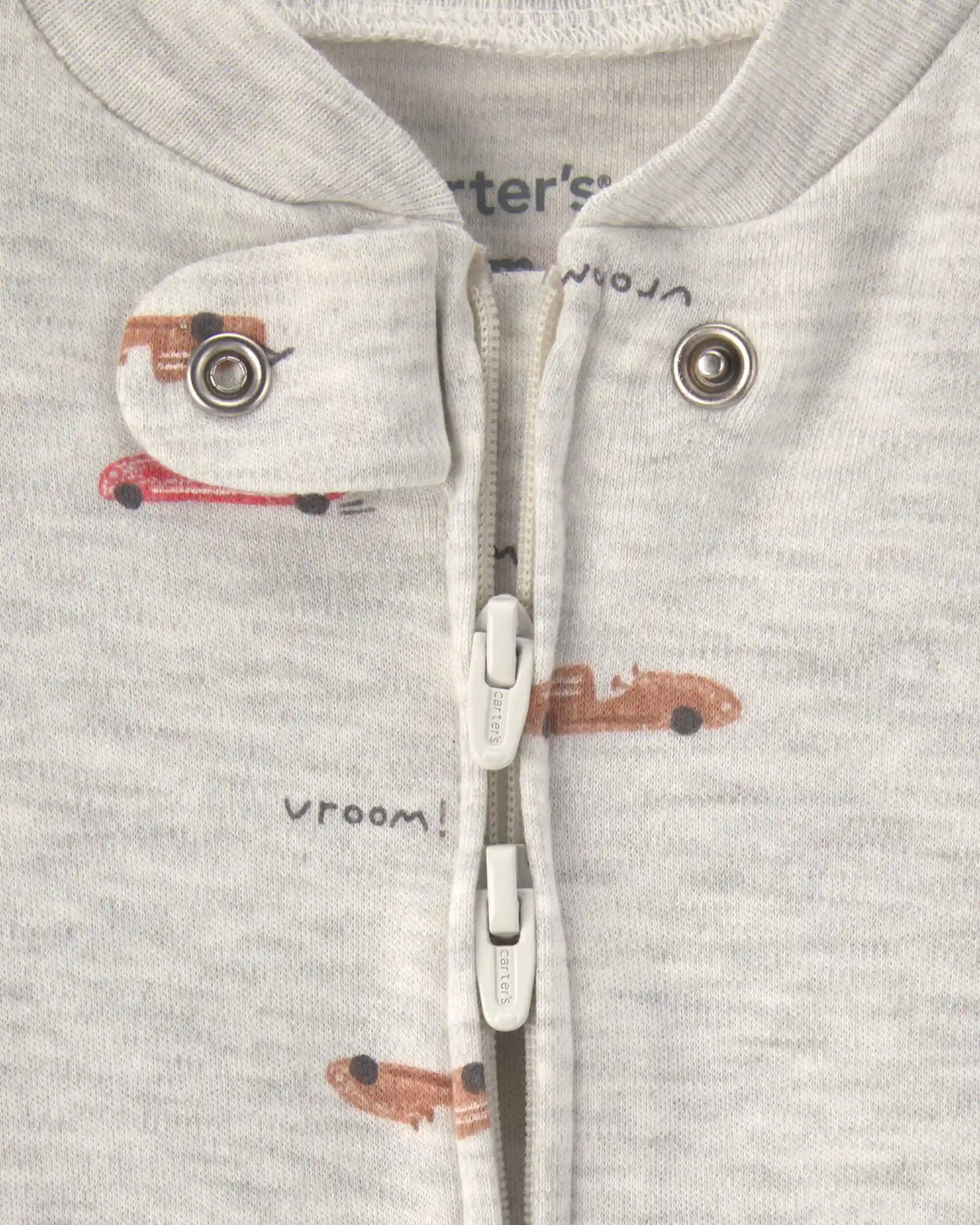 Baby Boy Race Car Cotton 2-Way Zip Sleep & Play Pajamas - Grey