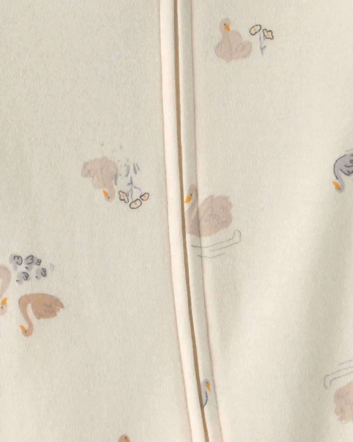 Baby Girl Swan 100% Cotton 2-Way Zip Sleep & Play Pajamas - Ivory