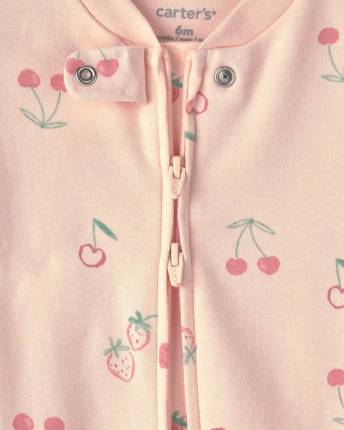 Baby Girl Strawberry 100% Cotton 2-Way Zip Sleep & Play Pajamas - Pink