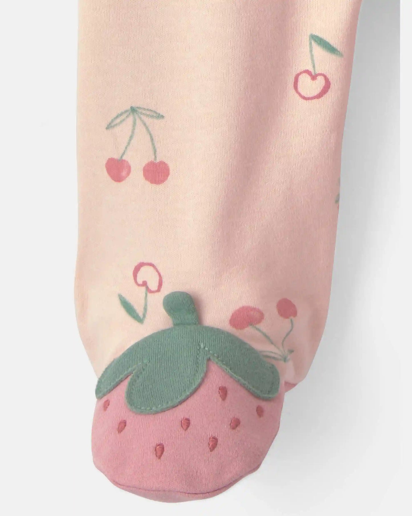 Baby Girl Strawberry 100% Cotton 2-Way Zip Sleep & Play Pajamas - Pink