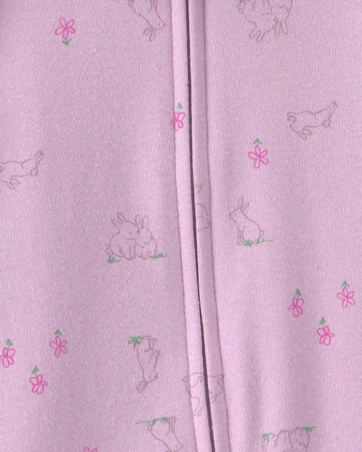 Baby Girl Bunny 100% Cotton 2-Way Zip Sleep & Play Pajamas - Purple