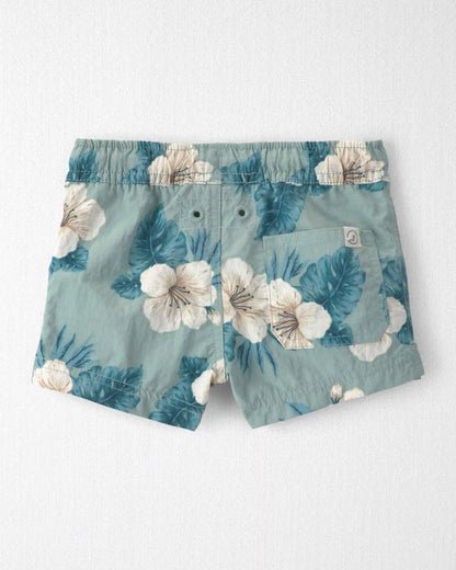 Baby Boy Recycled Swim Trunks in Blue Hibiscus