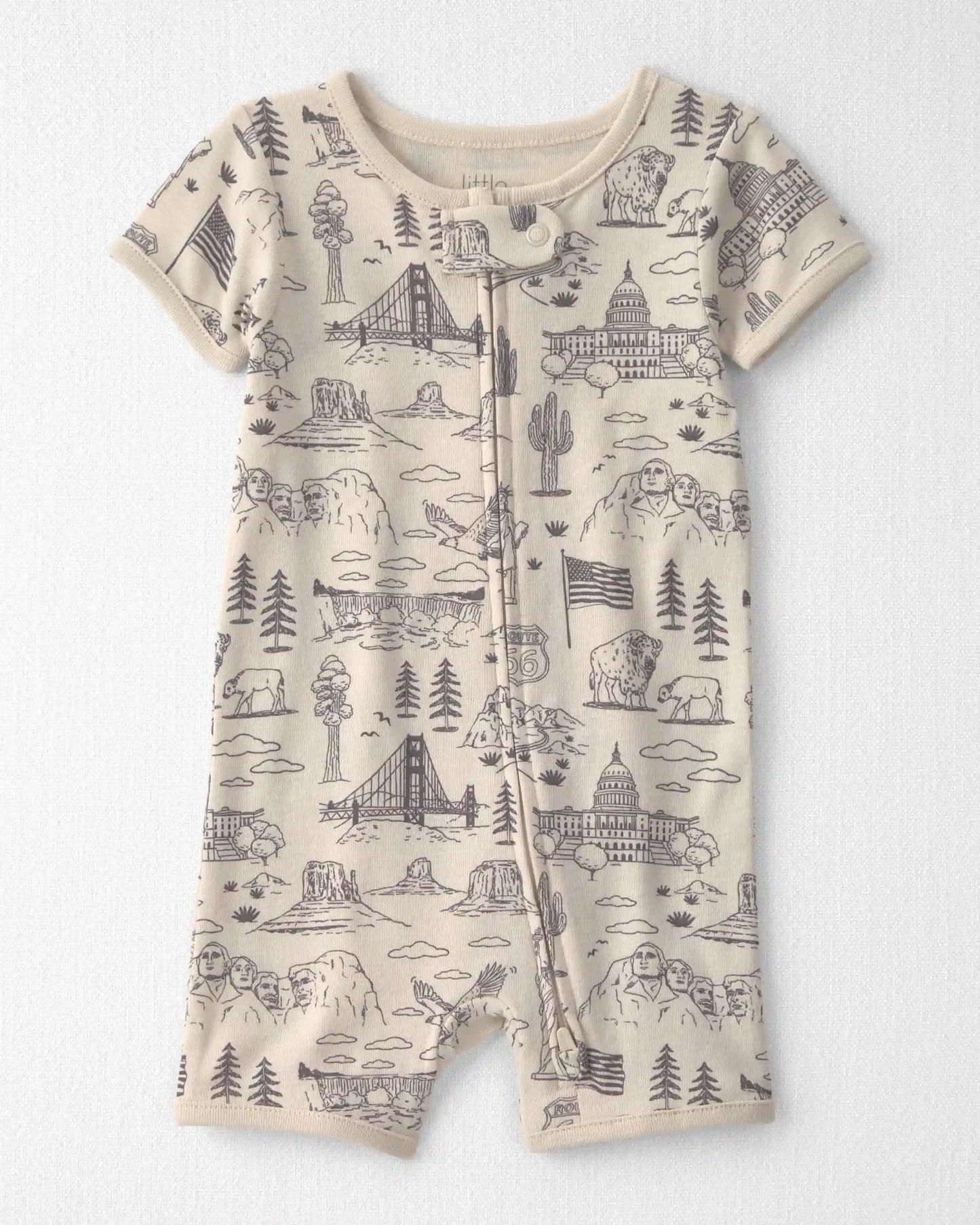 Baby Organic Cotton 1-Piece Pajama in Stars Stripes and Sights