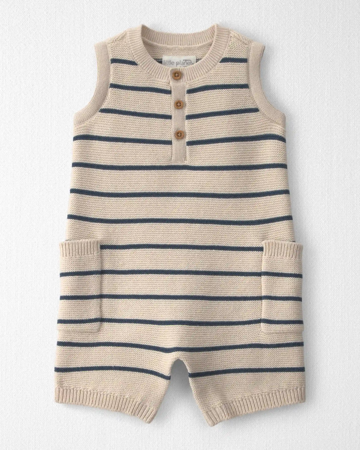 Baby Organic Cotton Knit Romper in Stripes