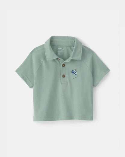 Baby Boy Bumble Bee Short-Sleeve Polo Shirt - Green