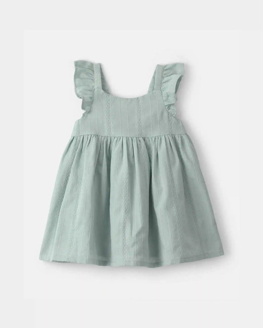 Baby Girl Ruffle-Sleeve Dress - Green