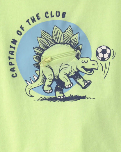 Baby Boy 'Captain Of The Club' Dinosaur Graphic Tee - Green