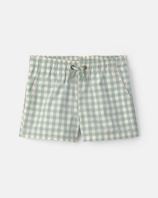 Baby Boy Gingham Poplin Shorts - Green