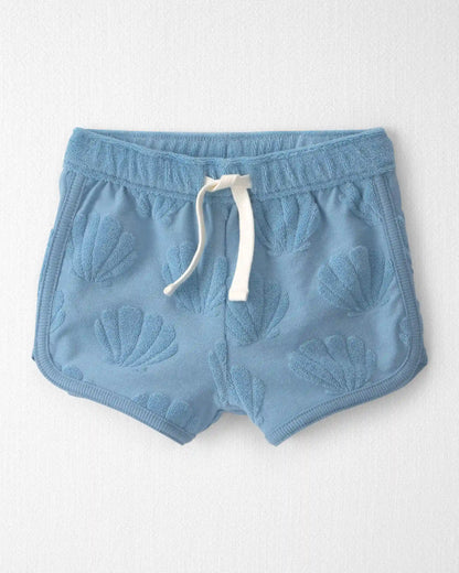 Baby Girl 2-Piece Terry Top & Short Set Made with Organic Cotton in Blue Seashells