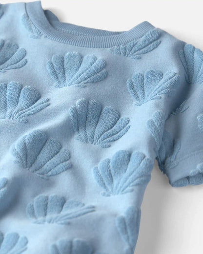 Baby Girl 2-Piece Terry Top & Short Set Made with Organic Cotton in Blue Seashells