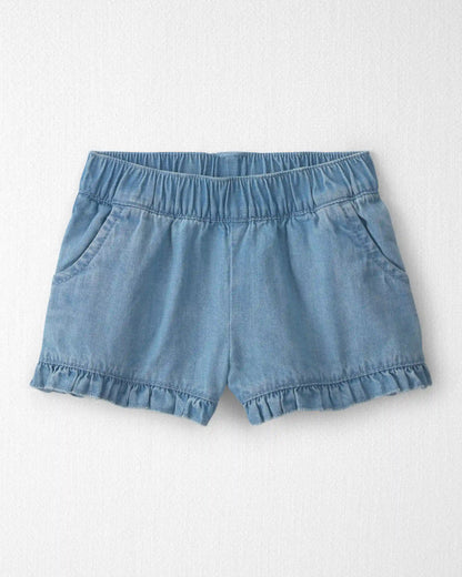 Baby Girl 2-Piece Chambray Top & Short Set Made with Organic Cotton in Blue Hibiscus