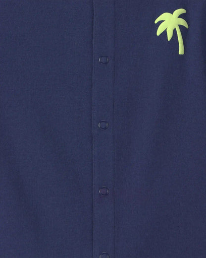 Baby Boy 'Surf Club' Short-Sleeve Romper - Navy Blue