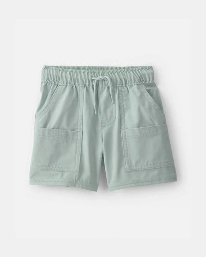 Baby Boy Poplin Drawstring Utility Shorts - Green