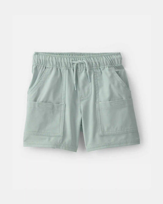 Baby Boy Poplin Drawstring Utility Shorts - Green
